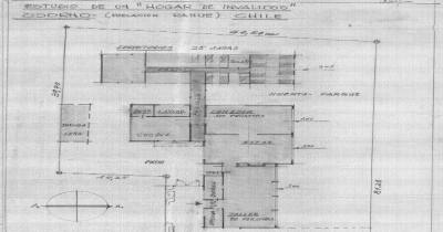 Edificio hogar de 1 piso Estudio hogar de inválidos Osorno 1966